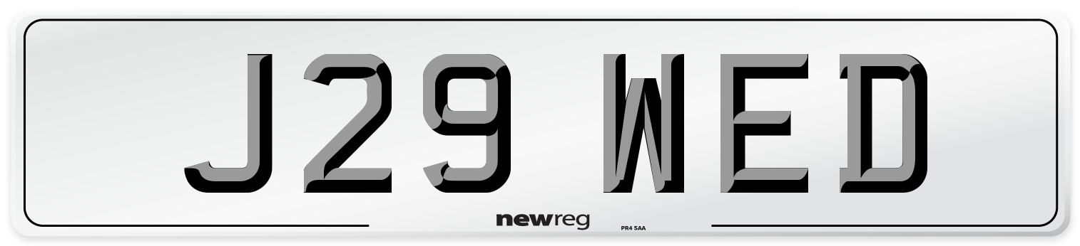 J29 WED Number Plate from New Reg